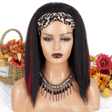 613 10a Best Quality Glueless Dropship Vendor Price Curly Yaki Highlight Bug Synthetic Headband Wigs Brazillian For Women